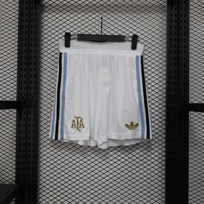 Player Version 2025 Argentina 50th Anniversary Soccer Shorts White Football Shorts