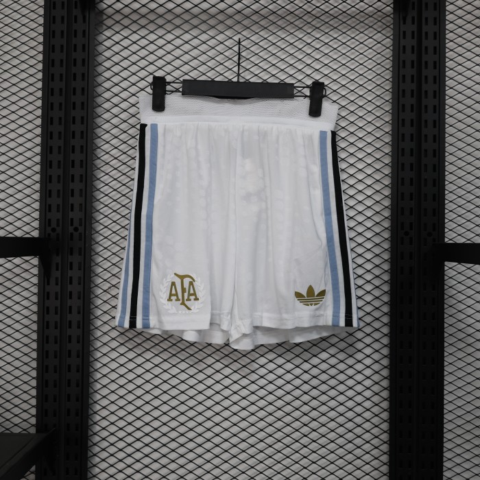 Player Version 2025 Argentina 50th Anniversary Soccer Shorts White Football Shorts
