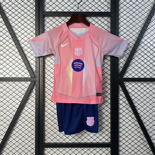 Youth Uniform Kids Kit 2025-2026 Barcelona Special Edition Soccer Jersey Shorts Child Football Set