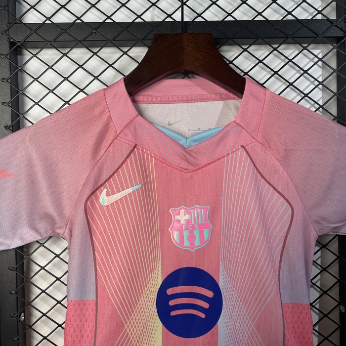 Youth Uniform Kids Kit 2025-2026 Barcelona Special Edition Soccer Jersey Shorts Child Football Set