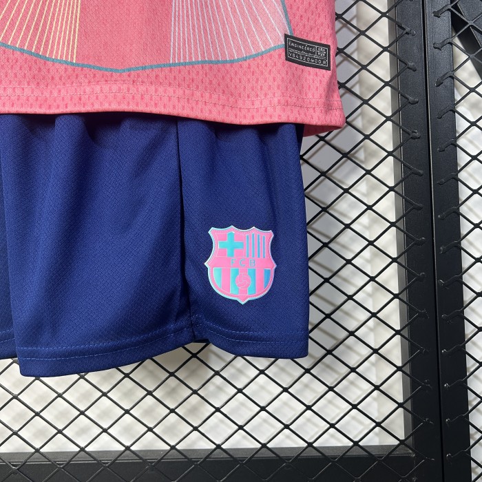 Youth Uniform Kids Kit 2025-2026 Barcelona Special Edition Soccer Jersey Shorts Child Football Set