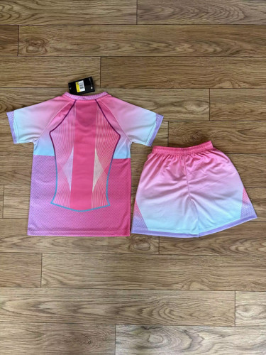 Youth Uniform Kids Kit 2025-2026 Barcelona Pink Soccer Jersey Shorts Child Football Set