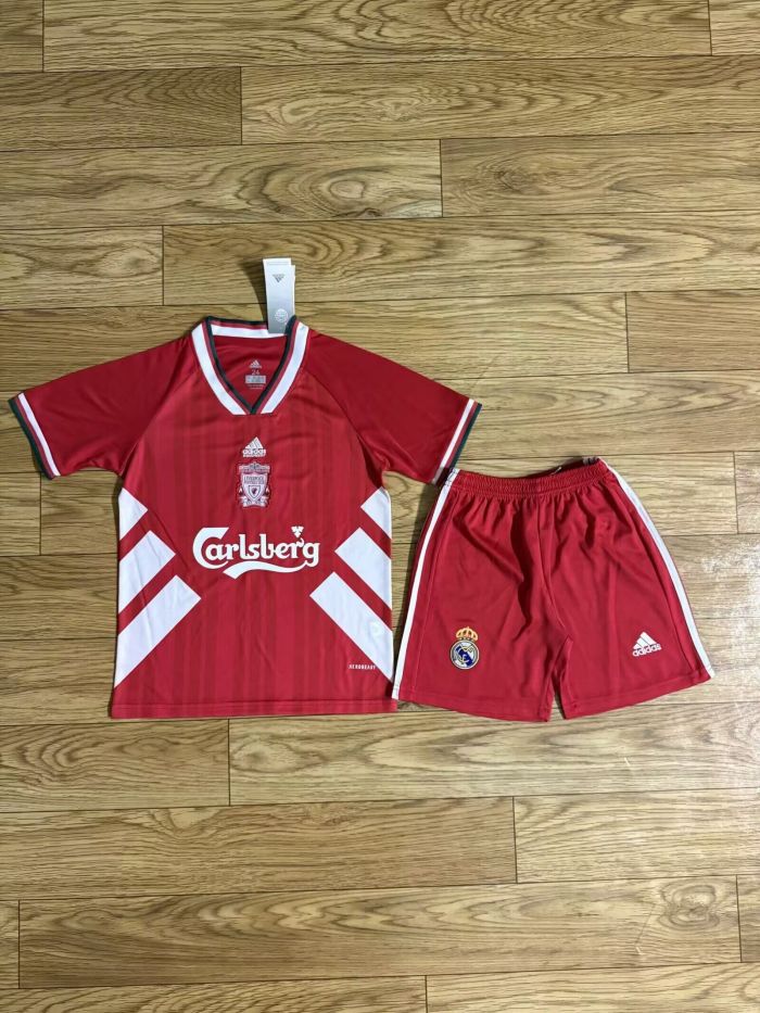 Retro Youth Uniform Kids Kit 1993-1995 Liverpool Home Soccer Jersey Shorts Vintage Child Football Set