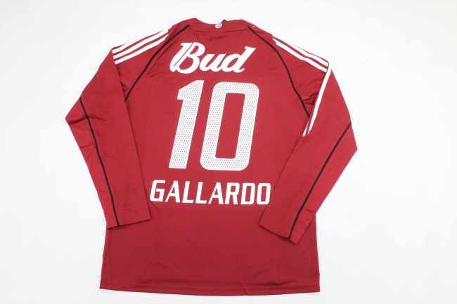 Long Sleeve Retro Jersey 2005-2006 River Plate GALLARDO 10 Away Red Soccer Jersey Vintage Football Shirt