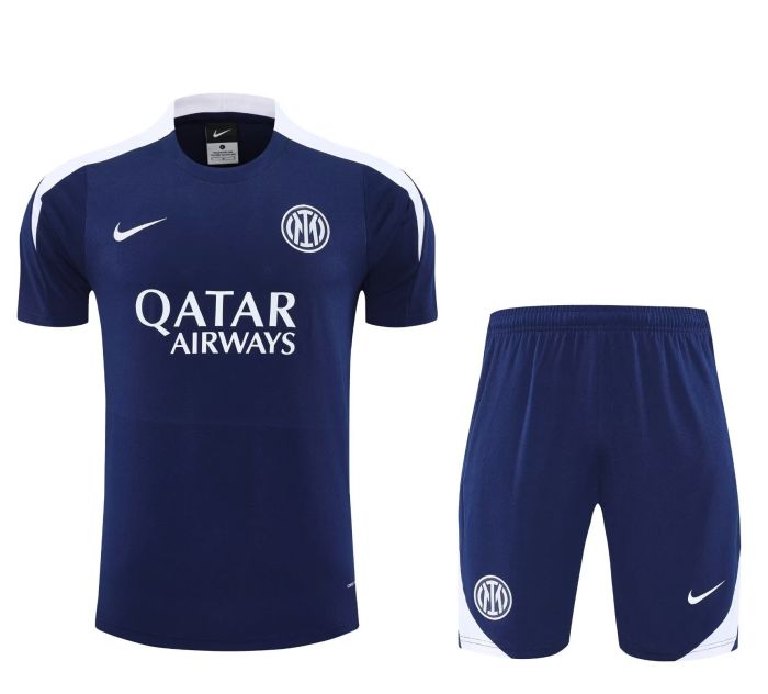 Adult Uniform 2025-2026 Inter Milan Dark Blue Soccer Training Shirt and Shorts Football Set
