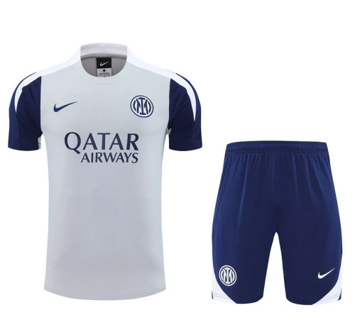 Adult Uniform 2025-2026 Inter Milan White Soccer Training Shirt and Shorts Football Set