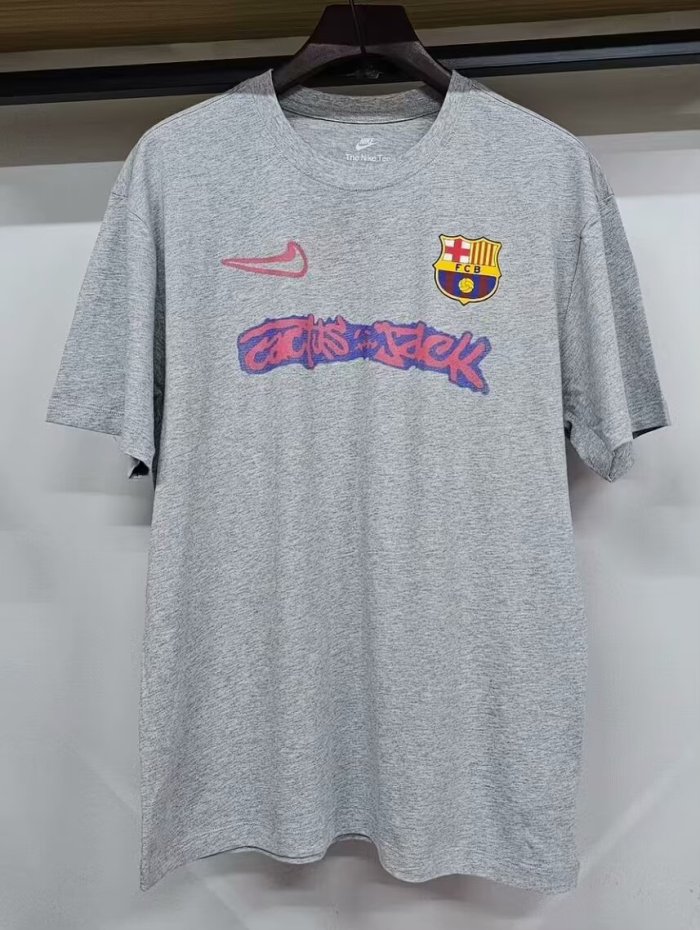 Travis Scott Barca Camisetas de Futbol Fans Version 2025-2026 Barcelona Cotton Soccer T-shirt