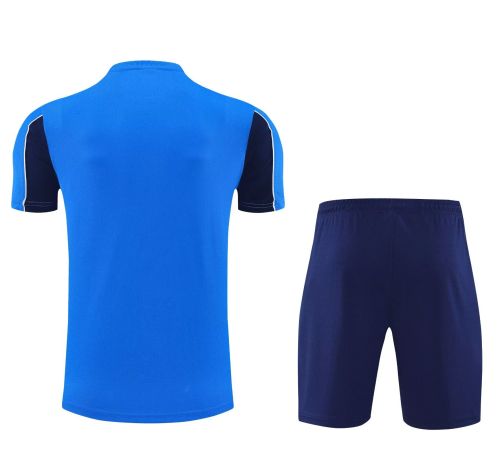 Adult Uniform 2025-2026 Marseille Blue Soccer Training Shirt and Shorts Football Set
