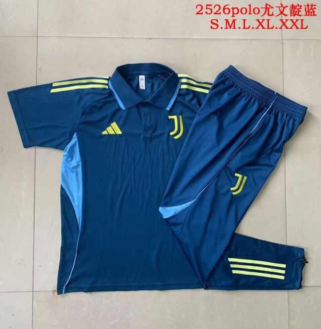 2025-2026 Juventus Dark Blue Soccer Polo and Pants Football Kit