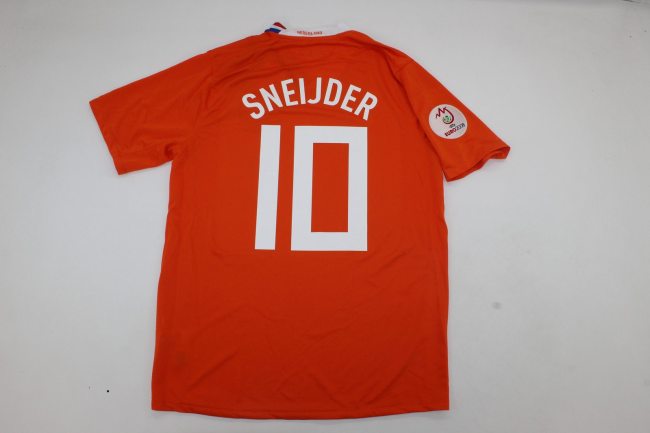 with Euro Patch Retro Jersey 2008 Netherlands SNEIJDER 10 Home Soccer Jersey Vintage Football Shirt
