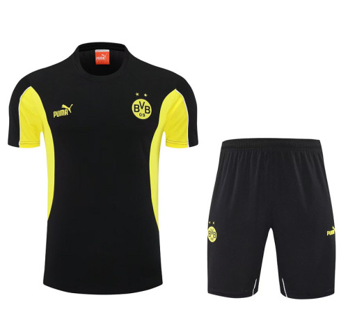 Adult Uniform 2025-2026 Dortmund Black/Yellow Soccer Training Shirt and Shorts BVB Football Set