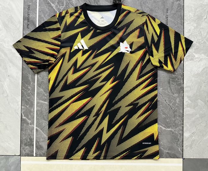 Fan Version 2025-2026 As Roma Yellow/Black Soccer Training Jersey Football Shirt