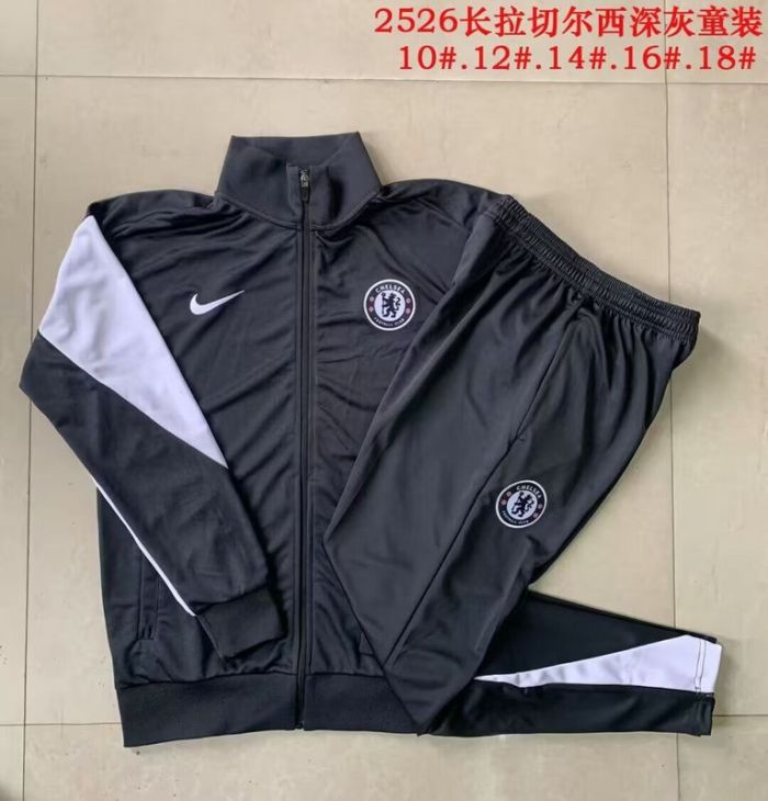 Youth 2025-2026 Chelsea Black/White Soccer Training Jacket Football Jacket and Pants