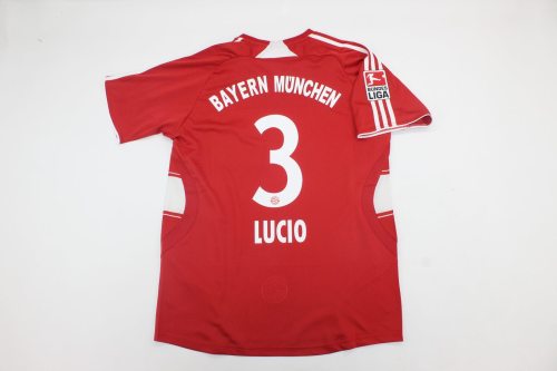 with Bundesliga Patch Retro Jersey 2007-2008 Bayern Munich LUCIO 3 Home Soccer Jersey Vintage Football Shirt