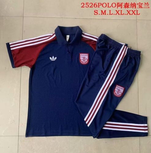 2025-2026 Arsenal Dark Blue Soccer Polo and Pants Football Kit
