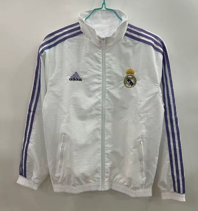2025-2026 Real Madrid White Soccer Reversible Windbreaker Jacket Football Jacket