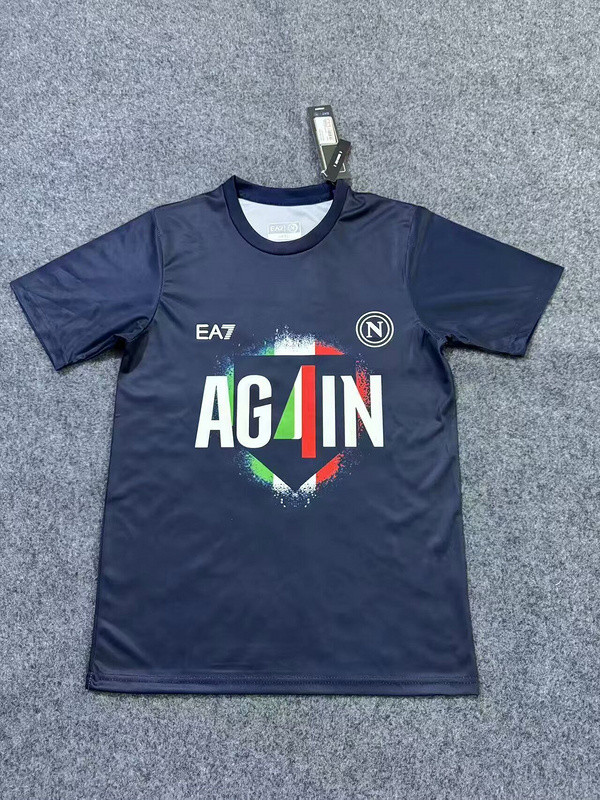 Fan Version 2024-2025 Calcio Napoli 4 Champions Dark Blue Football Shirt Napoles Soccer Jersey