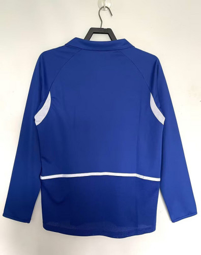 Long Sleeve Retro Jersey 2002 Brazil Away Blue Soccer Jersey Brasil Camisetas de Futbol