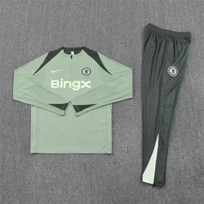 2025-2026 Chelsea Light Green Soccer Training Sweater and Pants Football Kit