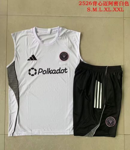 Adult Uniform 2025-2026 Inter Miami White Soccer Training Vest and Shorts Football Set