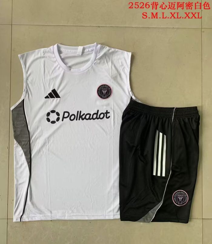 Adult Uniform 2025-2026 Inter Miami White Soccer Training Vest and Shorts Football Set