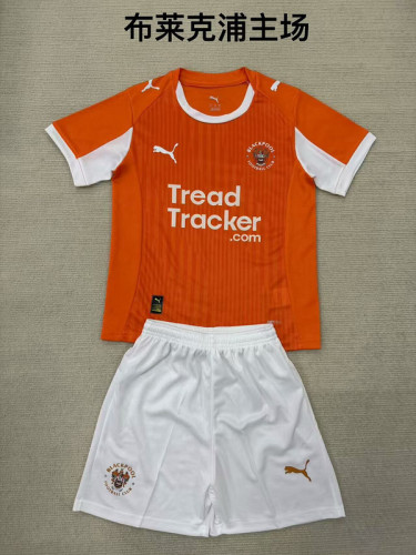 Youth Uniform Kids Kit 2025-2026 Blackpool Home Soccer Jersey Shorts Child Football Set