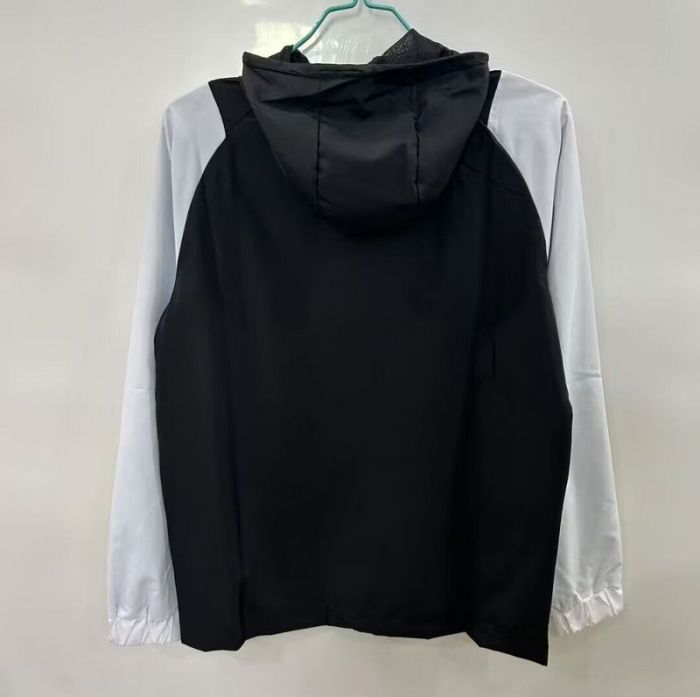 with Caps 2025-2026 Real Madrid Black/White Soccer Windbreaker Jacket Football Jacket