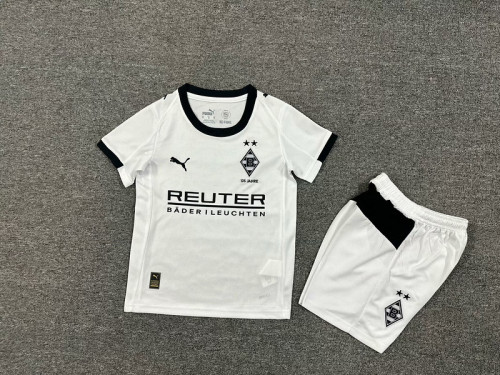 Youth Uniform Kids Kit 2025-2026 Monchengladbach Home Soccer Jersey Shorts Child Football Set