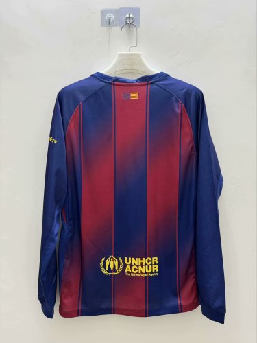 without Sponor Logo Long Sleeve Barca Camisetas de Futbol 2025-2026 Barcelona Home Soccer Jersey