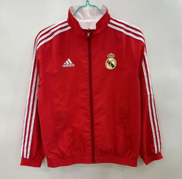 2025-2026 Real Madrid Red/White Soccer Reversible Windbreaker Jacket Football Jacket