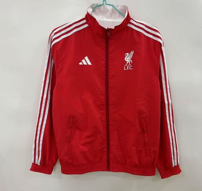2025-2026 Liverpool Red/White Soccer Reversible Windbreaker Jacket Football Jacket
