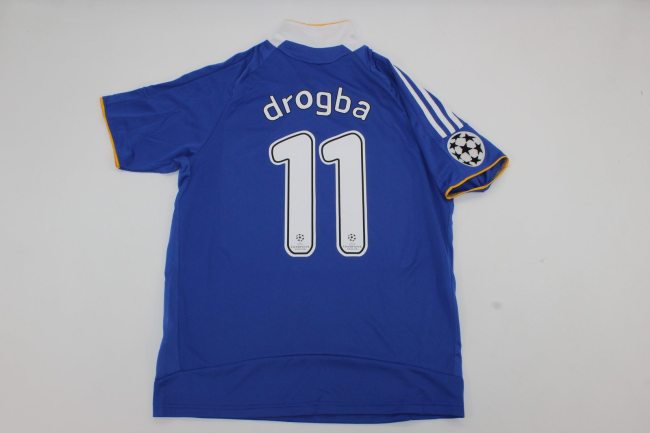 with Front Lettering+UCL Patch Retro Jersey 2008-2009 Chelsea drogba 11 Champions League Home Blue Soccer Jersey