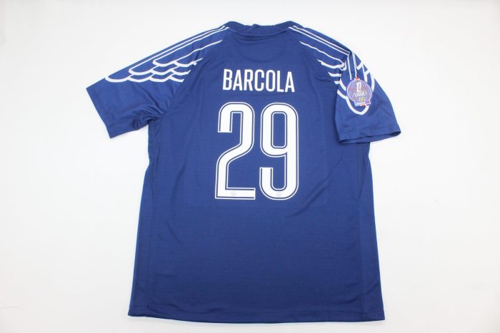 with Ligue 1 Patch Fan Version 2024-2025 PSG BARCOLA 29 Fourth Away Blue Soccer Jersey Paris Football Maillot