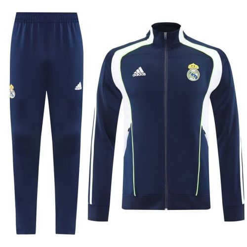 2025-2026 Real Madrid Dark Blue Soccer Training Jacket and Pants Football Tracksuit