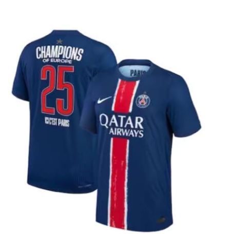PSG MAILLOT Fan Version 2024-2025 CHAMPIONS OF EUROPE 25 ICI C'EST PARIS COLLECTOR'S SHIRT Home Soccer Jersey