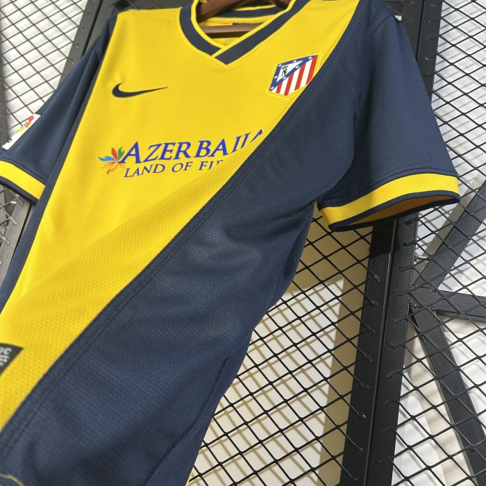 with LFP Patch Retro Jersey 2013-2014 Atletico Madrid Away Yellow Soccer Jersey Vintage Football Shirt