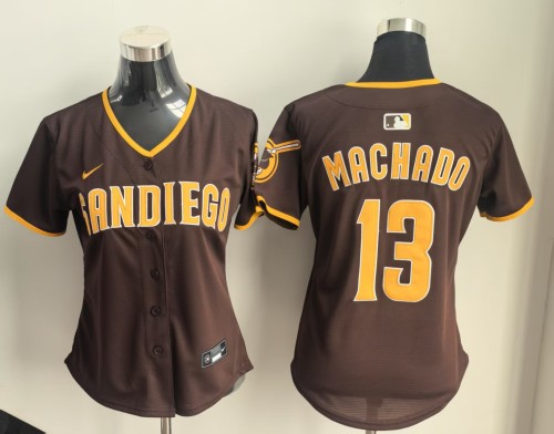 Women San Diego Padres 13 MACHADO 2025 Brown Lady MLB Jersey