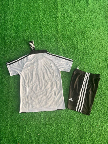Youth Uniform Kids Kit 2025-2026 Real Madrid White/Gold Dragon Soccer Jersey Shorts Child Football Set