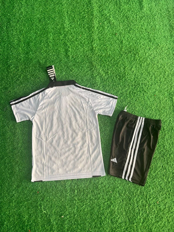 Youth Uniform Kids Kit 2025-2026 Real Madrid White/Gold Dragon Soccer Jersey Shorts Child Football Set