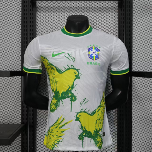Player Version 2025 Brazil White/Yellow Special Edition Soccer Jersey Brasil Football Shirt