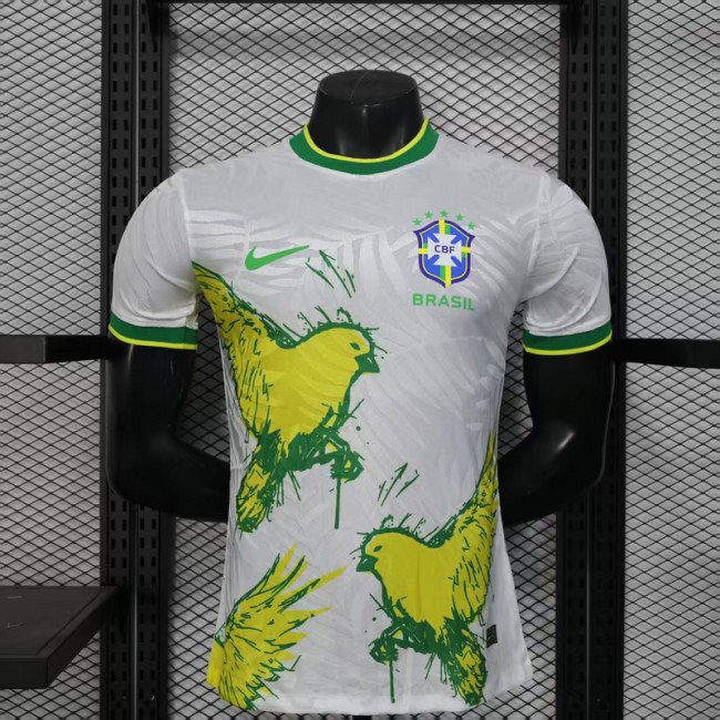 Player Version 2025 Brazil White/Yellow Special Edition Soccer Jersey Brasil Football Shirt