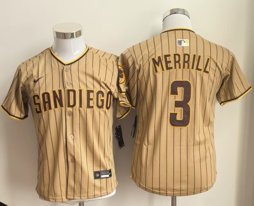 Youth San Diego Padres 3 MERRILL 2025 Kids MLB Jersey