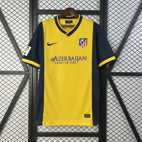 with LFP Patch Retro Jersey 2013-2014 Atletico Madrid Away Yellow Soccer Jersey Vintage Football Shirt