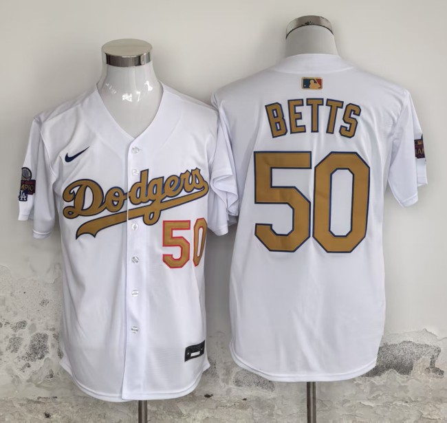 Los Angeles Dodgers 2025 BETTS 50 White Champions MLB Jersey