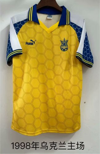 Retro Jersey 1998 Ukraine Home Soccer Jersey Yellow Football Shirt
