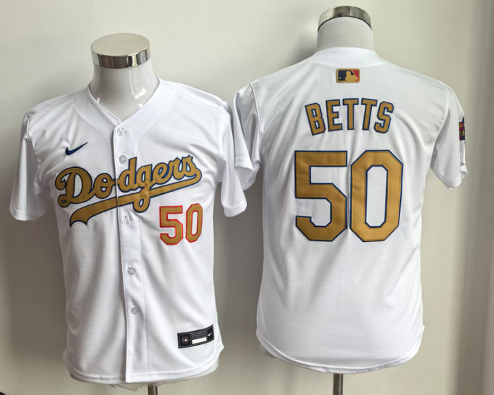 Youth Los Angeles Dodgers 50 BETTS White Champions Kids MLB Jersey