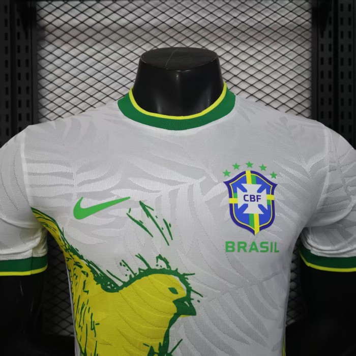 Player Version 2025 Brazil White/Yellow Special Edition Soccer Jersey Brasil Football Shirt
