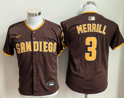 Youth San Diego Padres 3 MERRILL 2025 Coffee Kids MLB Jersey