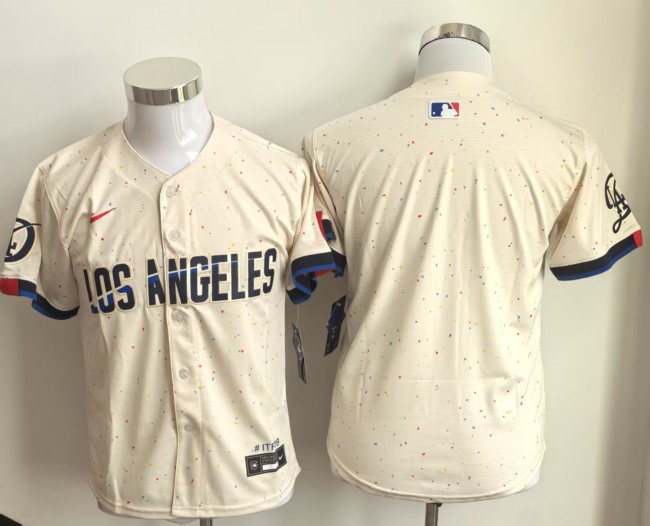 City Edition Youth Los Angeles Dodgers Beige Blank Champions Kids MLB Jersey