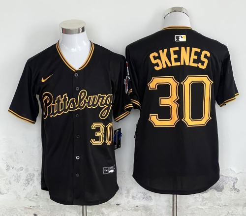 Pittsburgh Pirates SKENES 30 Black Cool Base Jersey MLB Shirt